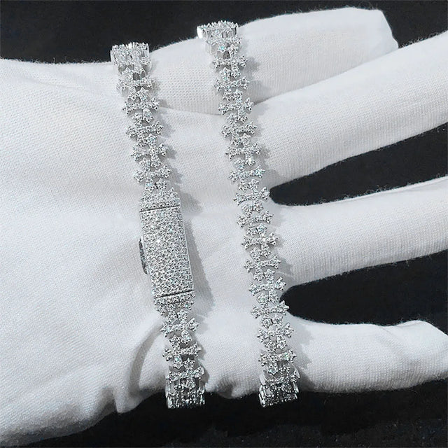 Iced CZ Cross Cuban Necklace — 8.5mm Shining Zircon