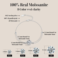 Moissanite Tennis Bracelet — 6.5mm 1ct, Adjustable (925 Sterling Silver)