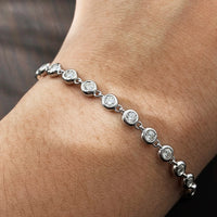 KNOBSPIN 3mm Moissanite Tennis Bracelet GRA Certified s925 Sterling Sliver Dainty Bezel Bracelets for Women Man Wedding Jewelry