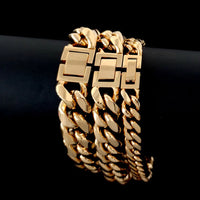 Chunky Cuban Bracelet — 14–18mm, 18K Gold-Plated Stainless Steel