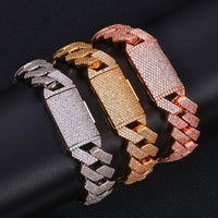 Iced CZ Cuban Link Necklace — 15mm, Rose Gold Finish