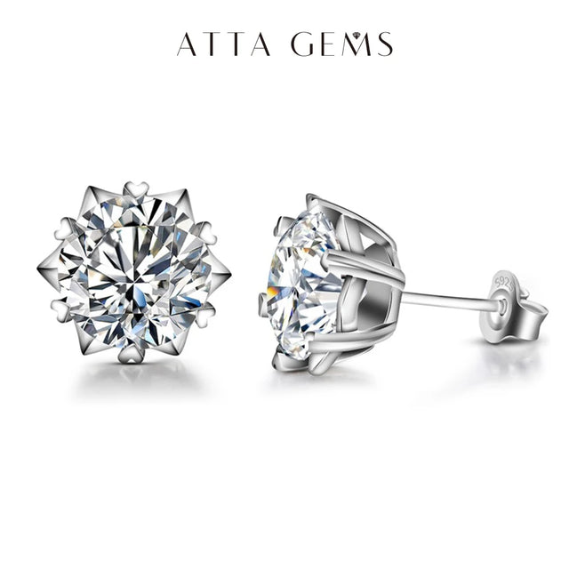 Moissanite Stud Earrings — 2ct D-Color, Anniversary (925 Sterling Silver)
