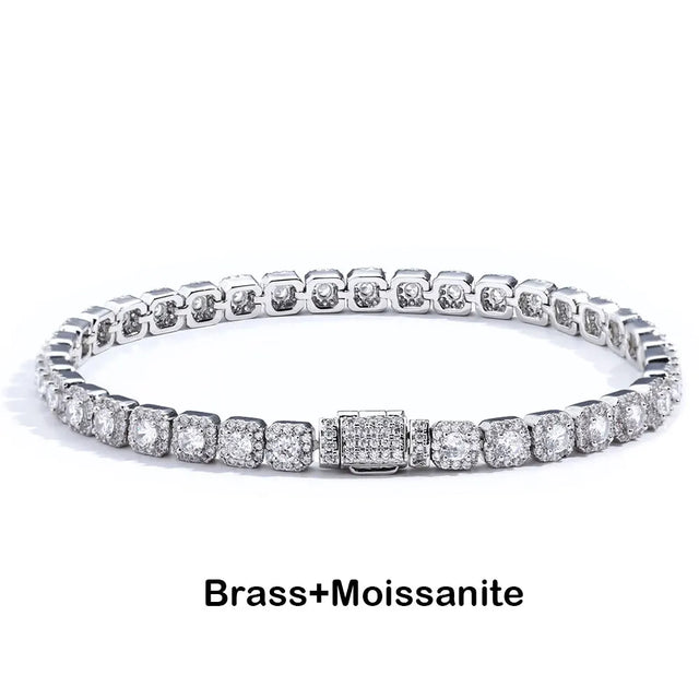 Moissanite Cluster Tennis Bracelet — 5mm VVS1, Iced-Out