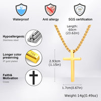 Men's Cross Pendant Necklace — Non-Tarnish Stainless Steel Box Chain (Gold / Silver / Black)