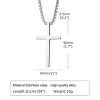 Plain Cross Pendant Necklace — Stainless Steel Box Chain (Silver / Gold / Black)