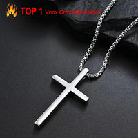 Plain Cross Pendant Necklace — Stainless Steel Box Chain (Silver / Gold / Black)