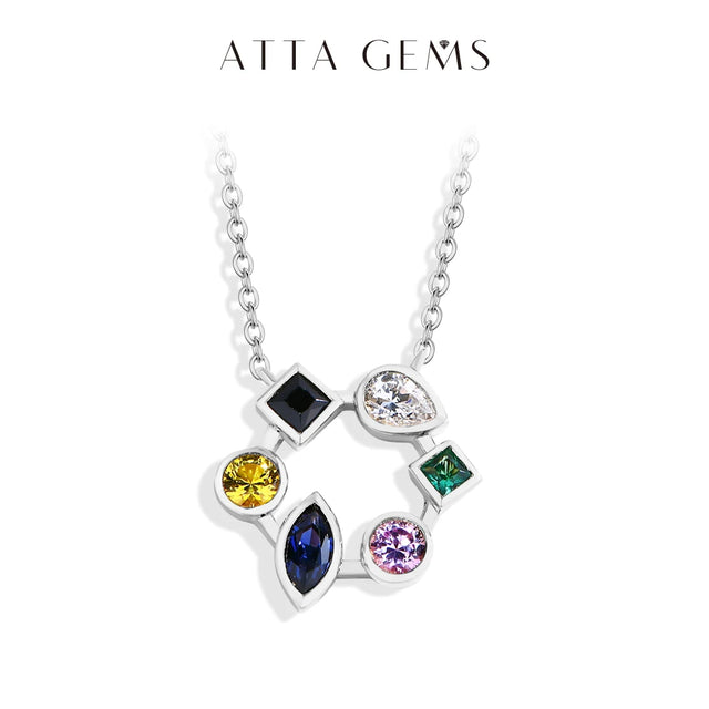 Sapphire & Zircon O-Chain Necklace — 18K Gold-Plated (925 Silver)