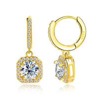 D-Color Moissanite Stud Earrings — White, Rose & Yellow Gold (925 Silver)