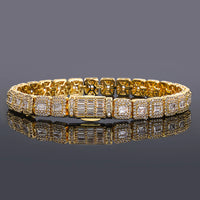 Rock-Sugar Iced CZ Tennis Bracelet — 7.5mm Cuban Link
