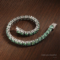 Green Moissanite Tennis Bracelet — D-VVS, GRA-Certified (925 Sterling Silver)