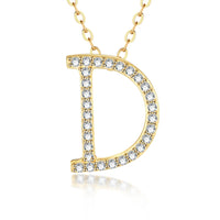 Moissanite Initial Charm Necklace — 26 Letters (925 Sterling Silver)