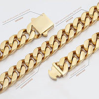 Diamond-Cut Cuban Chain — 8–14mm 4-Sided Faceted Stainless Steel