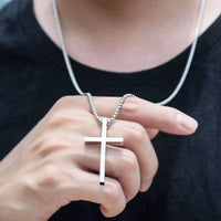 Plain Cross Pendant Necklace — Stainless Steel Box Chain (Silver / Gold / Black)