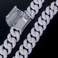 Iced CZ Moon-Link Cuban Bracelet — 22mm (Rose Gold / Silver)