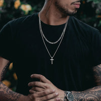Layered Cross Pendant Necklace — Non-Tarnish Stainless Steel (Gold / Silver)