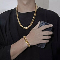 Chunky Cuban Bracelet — 14–18mm, 18K Gold-Plated Stainless Steel