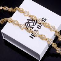 Flip-Clasp Cross Cuban Bracelet — 5A CZ, 18K Gold-Plated Brass