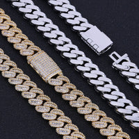Prong-Set Iced CZ Cuban Chain — 12mm Rectangle (Necklace & Bracelet)