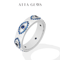 Evil Eye Blue Corundum Ring — Gold-Plated (925 Sterling Silver)