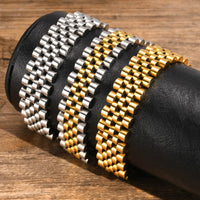 Men's 15mm Watch-Band Bracelet — Heavy Stainless Steel (Silver / Gold / Two-Tone)