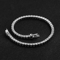 Black Moissanite Tennis Bracelet — 3–10mm, 18K White Gold-Plated (925 Silver)