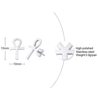 Men's Ankh Cross Earrings — Stainless Steel Huggie (Gold / Silver / Black)