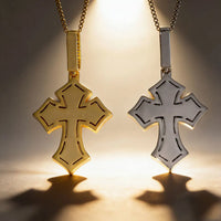 Colored Gemstone Cross Pendant — Tennis or Rope Chain (Stainless Steel)
