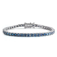 Blue Moissanite Tennis Bracelet — 3–5mm, Certified (925 Sterling Silver)