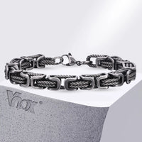 Byzantine Chain Bracelet — Bold Vintage Stainless Steel (Gold / Silver / Black / Gunmetal)