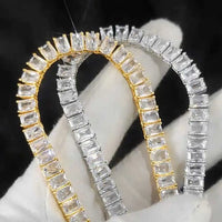 Rectangle-Cut Iced CZ Tennis Bracelet — 6mm (Gold / Silver)