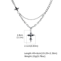 Gothic Lava Cross Pendant Necklace — Blackened Stainless Steel