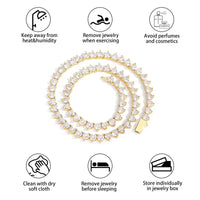 Heart-Cut Tennis Chain — 6mm CZ, 18K Gold-Plated Necklace