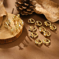 Gold Hoop Earrings for Women — CZ Heart, Star & Butterfly (18K Gold-Plated Steel)