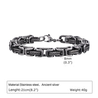 Byzantine Chain Bracelet — Bold Vintage Stainless Steel (Gold / Silver / Black / Gunmetal)