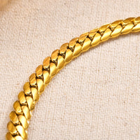 Women's Flat Cuban Bracelet — 6mm Gold-Plated Macramé-Edge Steel