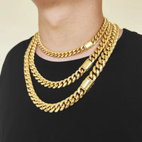Cuban Link Chain — 8–14mm, 18K Gold PVD Stainless Steel