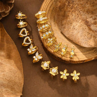 Gold Hoop Earrings for Women — CZ Heart, Star & Butterfly (18K Gold-Plated Steel)