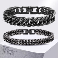 Bold Heavy Cuban Bracelet — 8/12mm Oxidized Stainless Steel (Silver / Gold / Black)