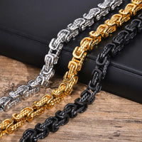 Byzantine Chain Bracelet — Bold Vintage Stainless Steel (Gold / Silver / Black / Gunmetal)