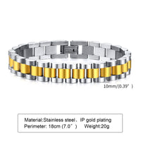Watch-Band Link Bracelet — Non-Tarnish Stainless Steel (Gold / Silver)