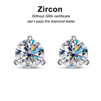 3-Prong Moissanite Stud Earrings — D-VVS1, GRA-Certified (925 Silver)