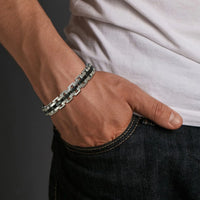 Wide Strap Link Bracelet — Non-Tarnish Stainless Steel (Gold / Silver / Black)