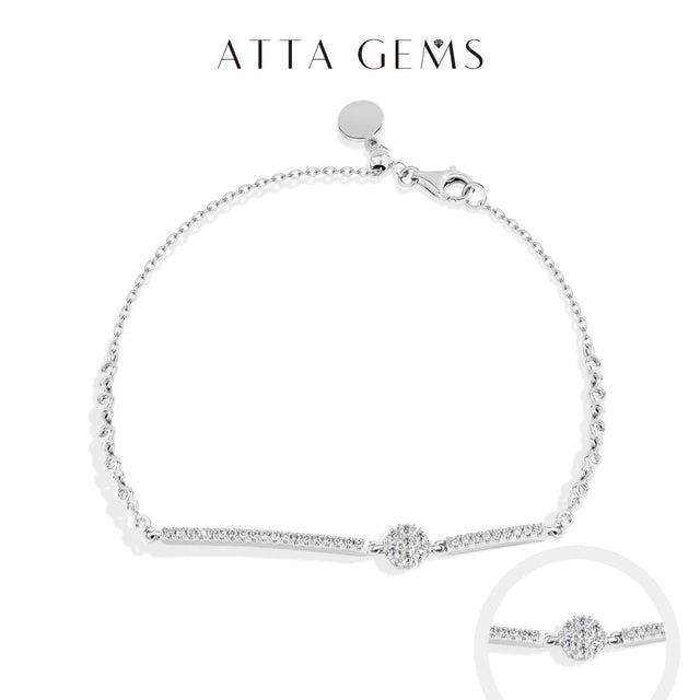 Full Moissanite Bracelet — Adjustable, Simple (925 Sterling Silver)