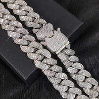 3-Row Iced CZ Cuban Chain — 18mm Rectangle Prong