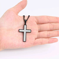 Matte Black Cross Pendant Necklace — Stainless Steel