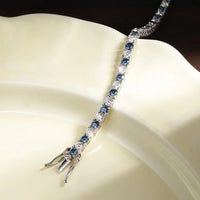 Blue Moissanite Tennis Bracelet — 3–5mm, Certified (925 Sterling Silver)