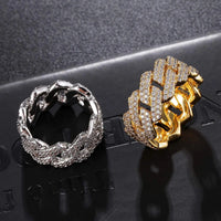 Iced CZ Cuban Ring — 11mm 2-Row Bling (Gold / Silver)