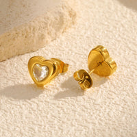Heart CZ Earring & Necklace Set — Stainless Steel, Gift-Ready