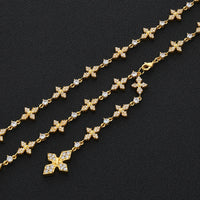 Iced CZ Cross Lariat Y-Necklace — Silver / Gold