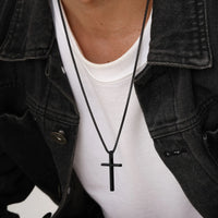 Plain Cross Pendant Necklace — Stainless Steel Box Chain (Silver / Gold / Black)
